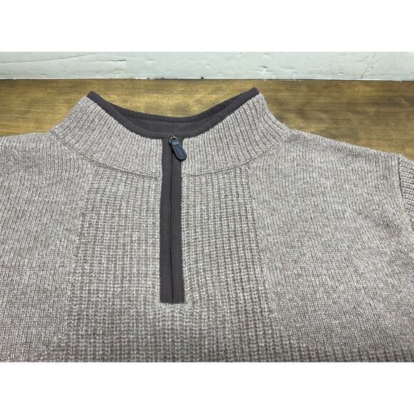 L.L. Bean Waterfowl Sweater Mens XL Merino Lambs Wool Ribbed Brown 237808 - Picture 2 of 11
